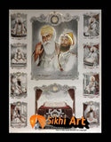 10 Sikh Gurus With Guru Granth Sahib Ji In Size - 23 X 18 - sikhiart