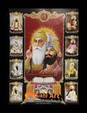 Sikh Gurus Picture Frame In Size - 12 X 8 - sikhiart