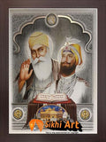 Guru Nanak Dev Ji And Guru Gobind Singh Ji With Guru Granth Sahib Ji Photo Picture Framed - 23 X 18