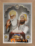 Guru Nanak Dev Ji And Guru Gobind Singh Ji With Guru Granth Sahib Ji Photo Picture Framed - 23 X 18