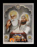 Guru Nanak Dev Ji And Guru Gobind Singh Ji With Guru Granth Sahib Ji Photo Picture Framed - 23 X 18