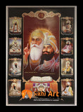 Sikh Gurus Picture Frame In Size - 36 X 25 - sikhiart