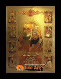 Ten Sikh Gurus With Guru Granth Sahib In Size - 12 X 8 - sikhiart