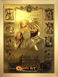 Guru Nanak Dev Ji And Guru Gobind Singh Ji And 10 Sikh Gurus In Golden Temple In Size - 16 X 12