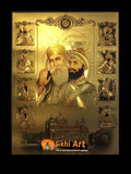 Guru Nanak Dev Ji And Guru Gobind Singh Ji And 10 Sikh Gurus In Golden Temple In Size - 16 X 12