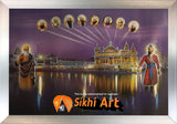 Sikh Gurus And Golden Temple Amritsar Photo Picture Framed - 20 X 14 - sikhiart