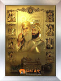 Guru Nanak Dev Ji And Guru Gobind Singh Ji And 10 Sikh Gurus In Golden Temple In Size - 16 X 12