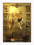 Guru Nanak Dev Ji And Guru Gobind Singh Ji And 10 Sikh Gurus In Golden Temple In Size - 16 X 12