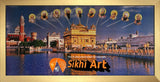 Sikh Gurus At Sri Darbar Sahib Amritsar Golden Temple With Ten Sikh Gurus In Size - 40 X 20 - sikhiart