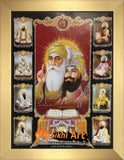 Sikh Gurus Picture Frame In Size - 12 X 8 - sikhiart