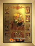 Ten Sikh Gurus With Guru Granth Sahib In Size - 12 X 8 - sikhiart