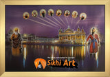 Sikh Gurus And Golden Temple Amritsar Photo Picture Framed - 20 X 14 - sikhiart