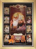 Sikh Gurus Picture Frame In Size - 36 X 25 - sikhiart