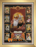 10 Sikh Gurus With Guru Granth Sahib Ji Photo Picture Framed - 20 X 14 - sikhiart