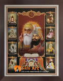 10 Sikh Gurus With Guru Granth Sahib Ji Photo Picture Framed - 20 X 14 - sikhiart