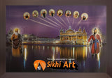 Sikh Gurus And Golden Temple Amritsar Photo Picture Framed - 20 X 14 - sikhiart