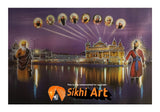 Sikh Gurus And Golden Temple Amritsar Photo Picture Framed - 20 X 14 - sikhiart