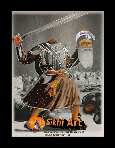 Baba Deep Singh Ji Of Sikh Religion In Size - 12 X 9 - sikhiart