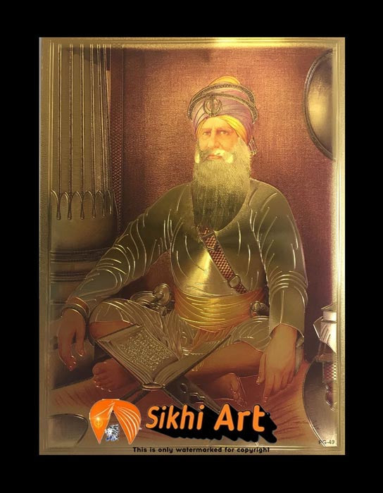 Baba Deep Singh Ji Picture Photo Framed In Size - 12 X 8 - sikhiart