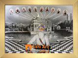 Baba Deep Singh Ji With Ten Sikh Gurus In Golden Temple Harmandir Sahib In Size - 16 X 12 - sikhiart