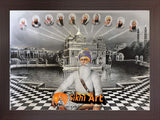 Baba Deep Singh Ji With Ten Sikh Gurus In Golden Temple Harmandir Sahib In Size - 16 X 12 - sikhiart