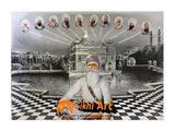 Baba Deep Singh Ji With Ten Sikh Gurus In Golden Temple Harmandir Sahib In Size - 16 X 12 - sikhiart
