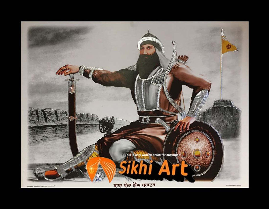 Banda Singh Bahadur Picture Frame In Size - 12 X 9 - sikhiart