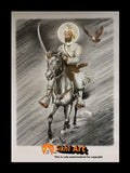 Guru Gobind Singh Ji On Horse In Size - 16 X 12