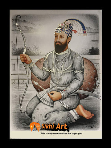 Guru Gobind Singh Ji Original Print Photo 2 Picture Framed - 23 X 18