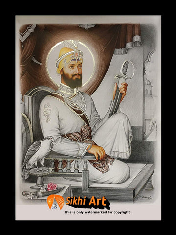 Guru Gobind Singh Ji Original Print In Size - 16 X 12