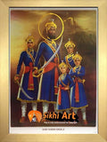 Guru Gobind Singh Ji With Chaar Sahibzaade Photo Picture Framed - 23 X 18