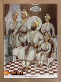 Guru Gobind Singh Ji With Chaar Sahibzaade Modern Print Photo Picture Framed - 23 X 18
