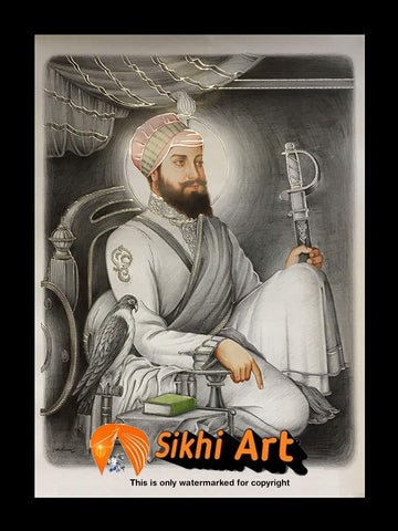 Guru Hargobind Ji Miri Piri In Size - 23 X 18 - sikhiart