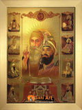 Guru Nanak Dev Ji And Guru Gobind Singh Ji And 10 Sikh Gurus Pictures In Size - 16 X 12