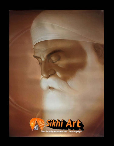 Guru Nanak Dev Ji Original Print In Size - 23 X 18 - sikhiart