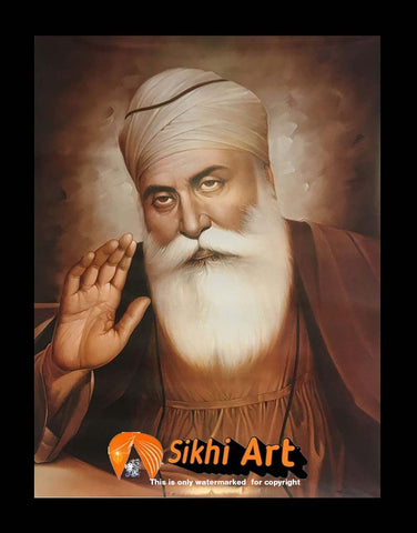 Guru Nanak Dev Ji Original Print 2 In Size - 23 X 18 - sikhiart
