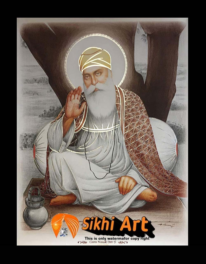 Sikh First Guru Nanak Dev Ji Picture Frame 2 In Size - 12 X 8