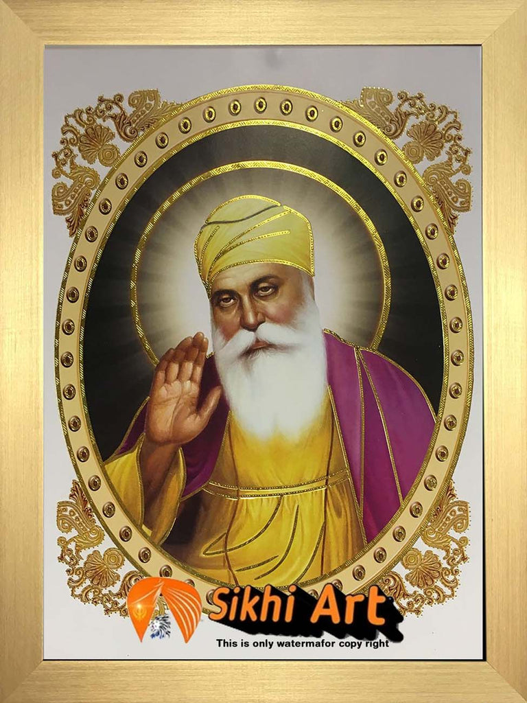 Guru Nanak Dev Ji Orignal Print Frame Founder Of Sikhism In Size - 12 X 9 - sikhiart