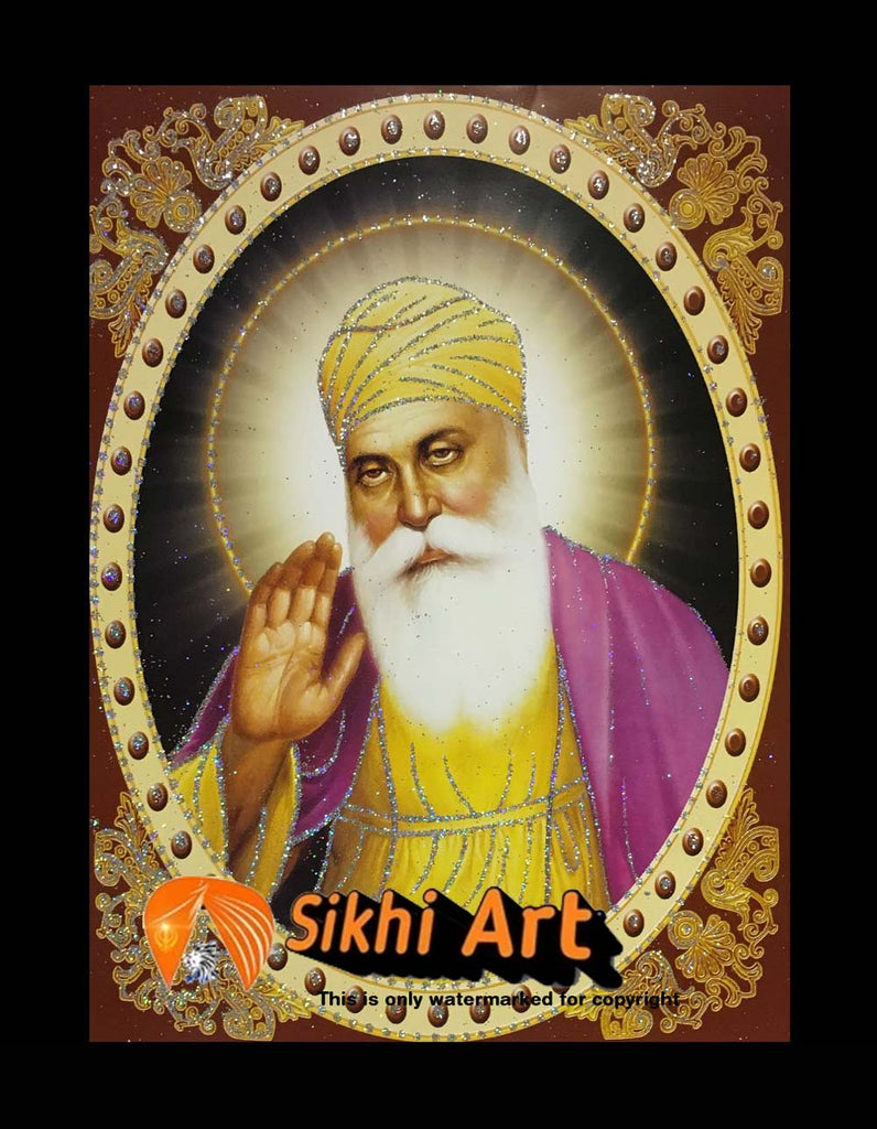 Guru Nanak Dev Ji Picture Frame In Size - 12 X 10 - sikhiart