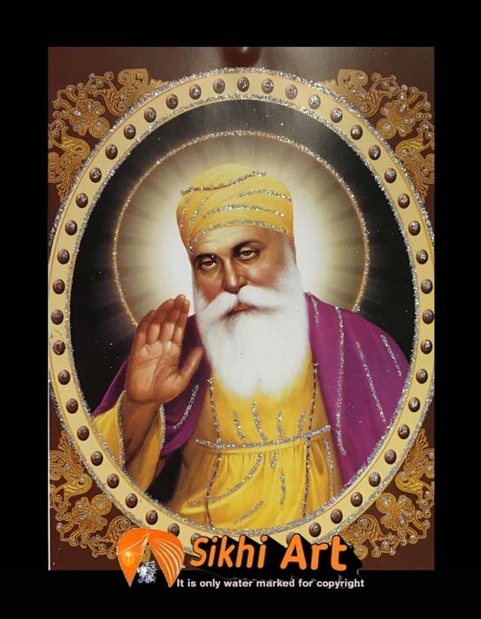 Guru Nanak Dev Ji Small Picture Frame Photo with frame in Size - 7 x 5