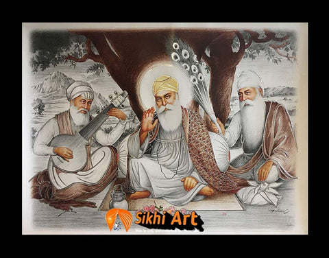 Guru Nanak Dev Ji With Bala Mardana Photo Picture Framed - 23 X 18