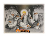 Guru Nanak With Bhai Bala And Bhai Mardana In Size - 12 X 8 - sikhiart