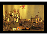 Guru Gobind Singh Ji And Chaar Sahibzaade In Harmandir Sahib Amritsar In Size - 16 X 12