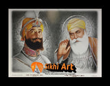 Guru Nanak Dev Ji And Guru Gobind Singh Ji Sikh Gurus Picture Frame In Size - 12 X 9