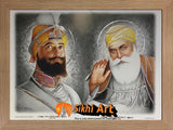 Guru Nanak Dev Ji And Guru Gobind Singh Ji Sikh Gurus Picture Frame In Size - 12 X 9