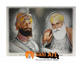 Guru Nanak Dev Ji And Guru Gobind Singh Ji Sikh Gurus Picture Frame In Size - 12 X 9