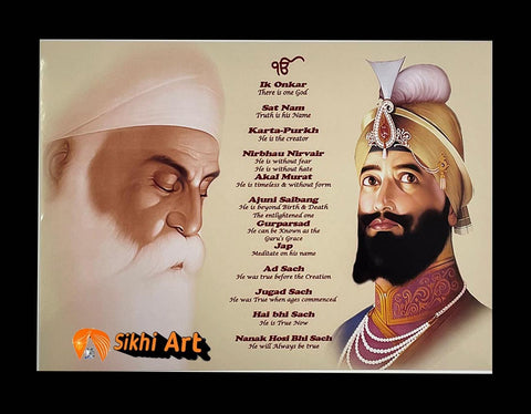 Guru Gobind Singh Ji and Guru Nanak Dev Ji Mool Mantra picture frame