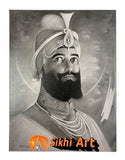 Guru Gobind Singh Ji black and white sketch picture frame 13.5” x 11”
