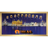 Harmandir Sahib Golden Temple Amritsar Punjab Evening Picture Photo Picture Framed - 40 X 20 - sikhiart