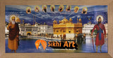 Harmandir Sahib Golden Temple Amritsar Punjab India With Sikh Gurus 3 In Size - 28 X 13 - sikhiart